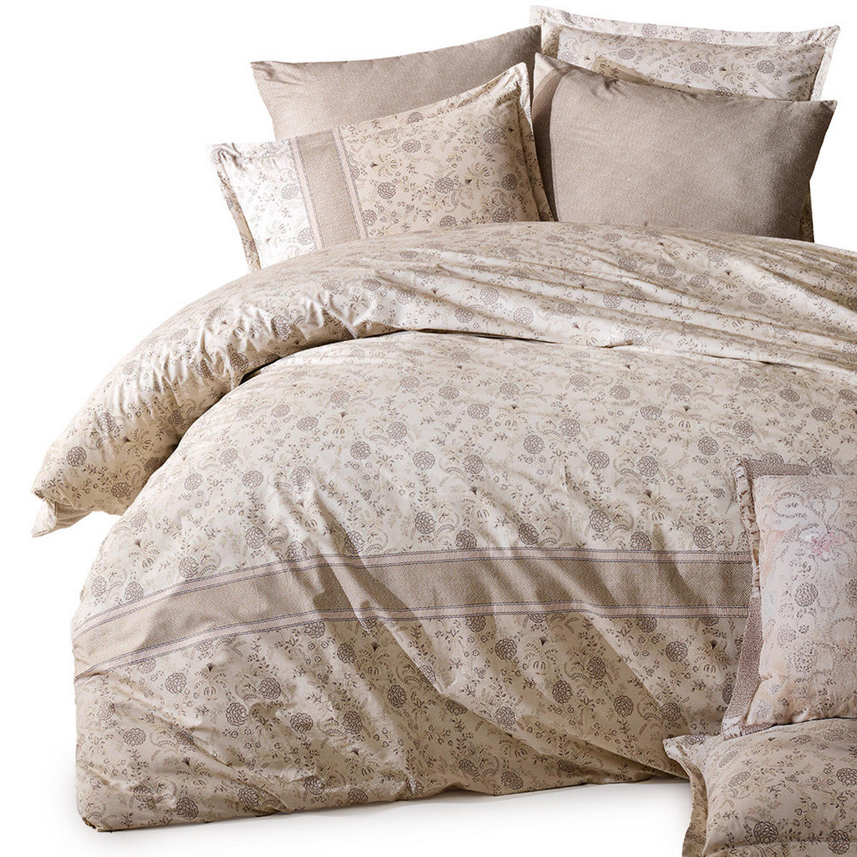 BETTWÄSCHE 6-teilig 135/200 cm DEFNE - Hellbraun, Textil (135/200cm) - ROLFNERS