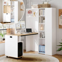 KLAPPBARER SCHREIBTISCH 2-in-1 Bücherregal USB Steckdose weiß rechts - Weiß, Holzwerkstoff (104.5/30.5/160cm) - FLIEKS