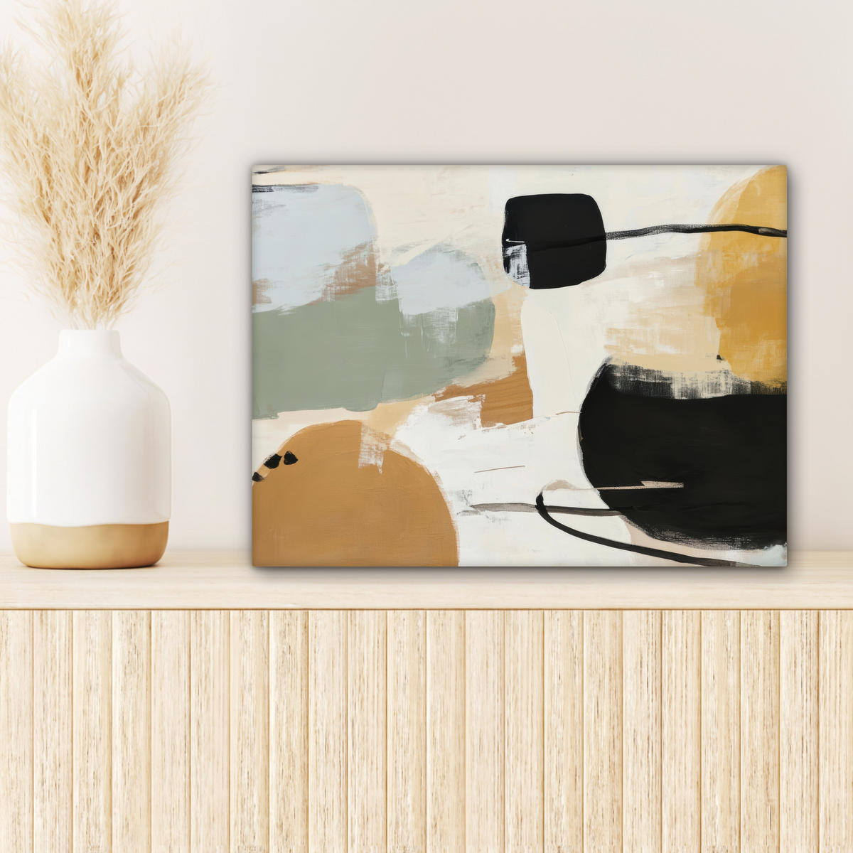 LEINWANDBILD Farbe - Abstrakt - Farben 40x30 cm - Currygelb, Textil (40/30cm) - MuchoWow