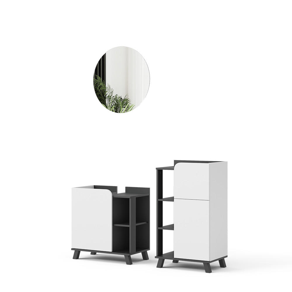 Anthrazit/Weiß, Holzwerkstoff (60/65/35cm) - Vicco