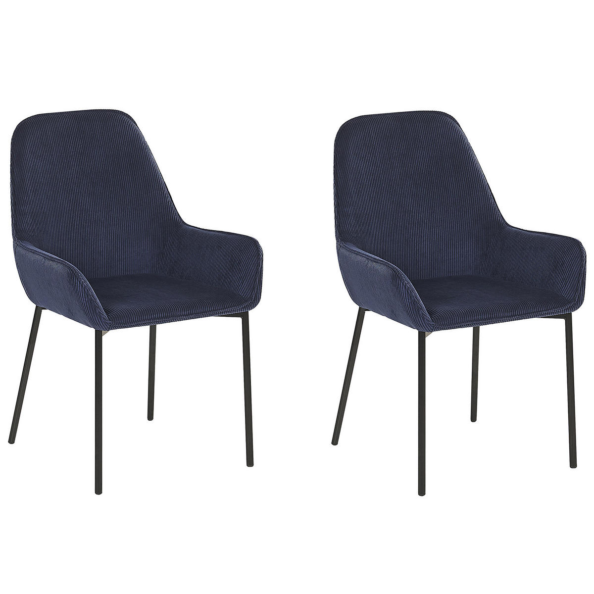 ÉTKEZŐSZÉK 2 darabos Szett Kordbársony Kék Loverna - kék, textil/fém (56/89/59cm) - Beliani