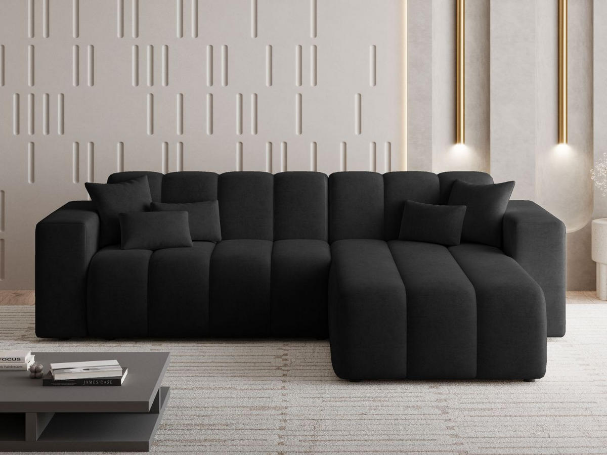 ECKSOFA Nork Schwarz Rechts - Schwarz, Holz/Textil (265/180cm) - Graingold