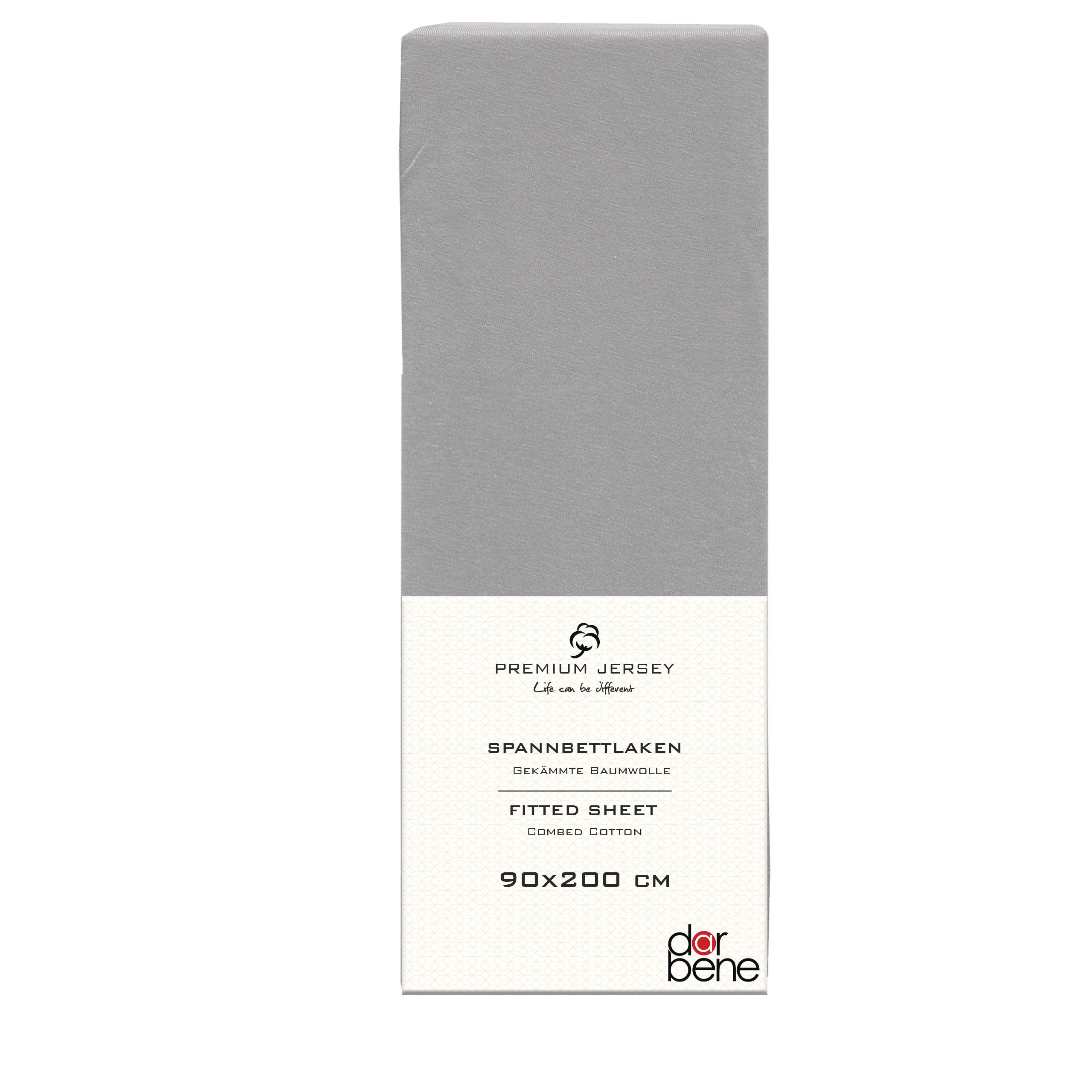 SPANNBETTLAKEN Premium Jersey Baumwolle - Hellgrau, Naturmaterialien (90/200cm) - DarBene
