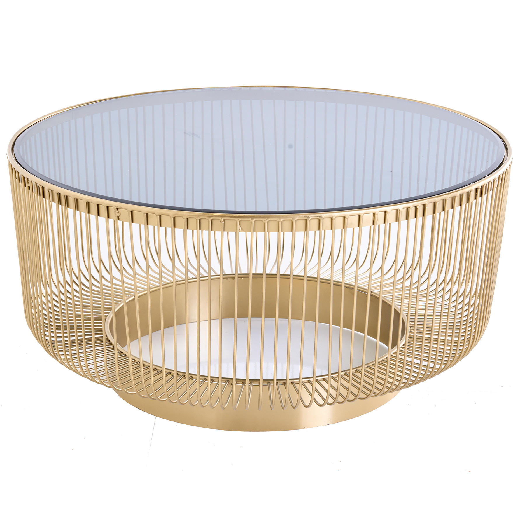 COUCHTISCH VARIATION rund Gold 79cm - Goldfarben, Glas/Metall (79/79/40cm) - riess-ambiente