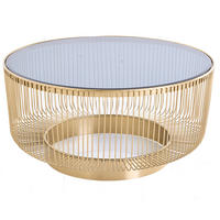 COUCHTISCH VARIATION rund Gold 79cm - Goldfarben, Glas/Metall (79/79/40cm) - riess-ambiente