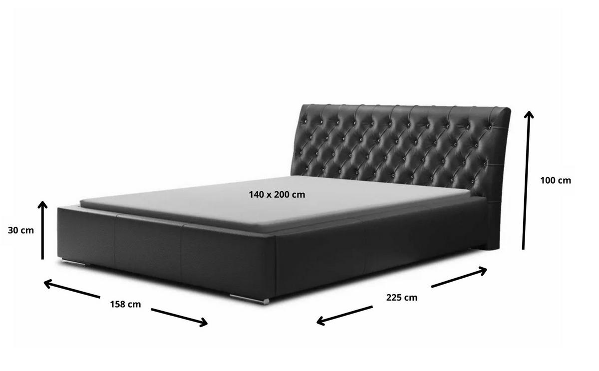 POLSTERBETT PORTO mit Kopfteil, 140 x 200 cm, Doppelbett mit Bettkasten und Lattenrost aus Metall, Kunstleder: Schwarz - Schwarz, Holz/Textil (140/200cm) - Agmat-Furniture