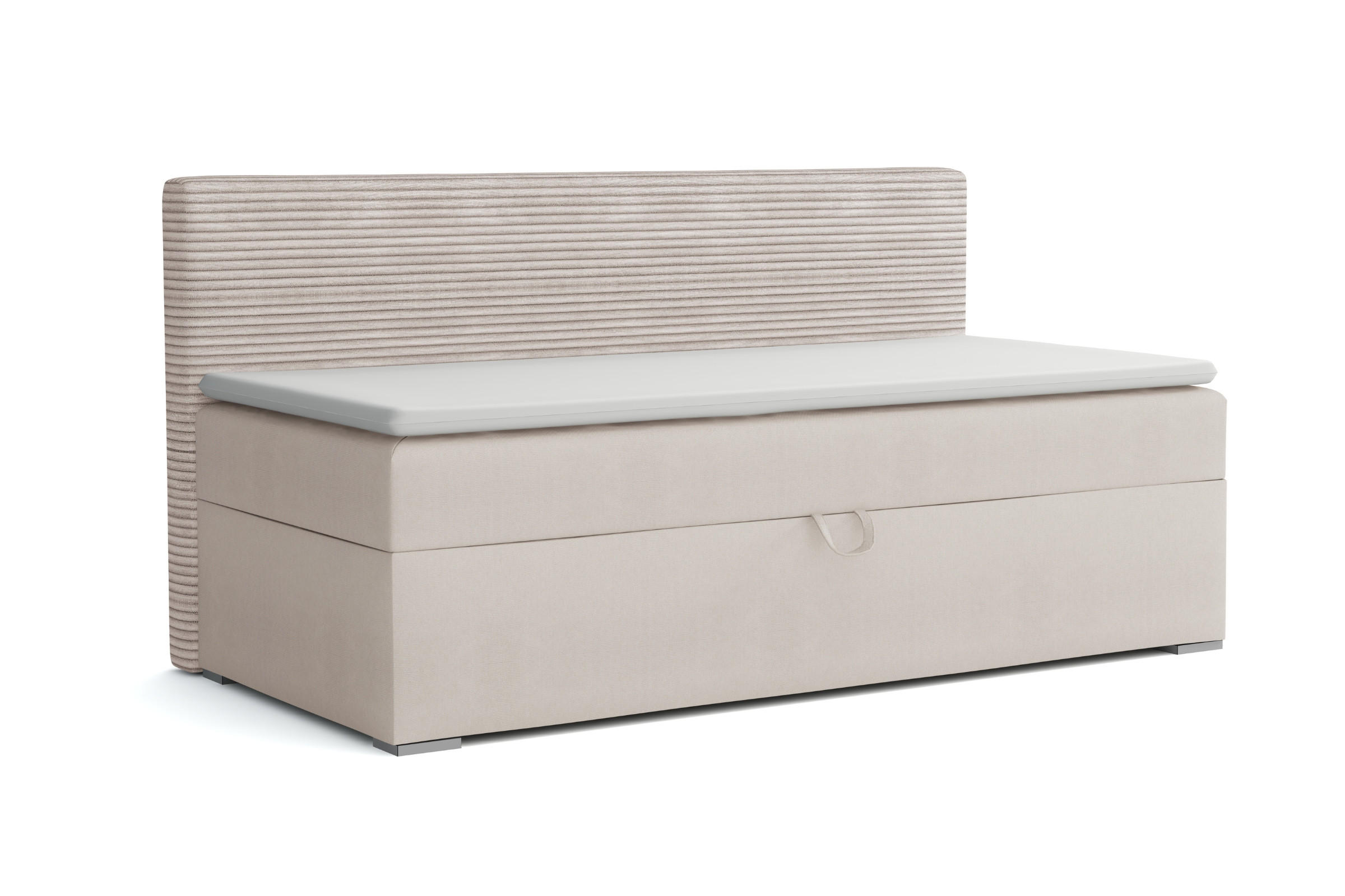 BOXBETT MATI 90/200 Ecru mit Taschen-Federkernmatratze H4 - Ecru, Holz/Holzwerkstoff (90/200cm) - Deine Möbel 24