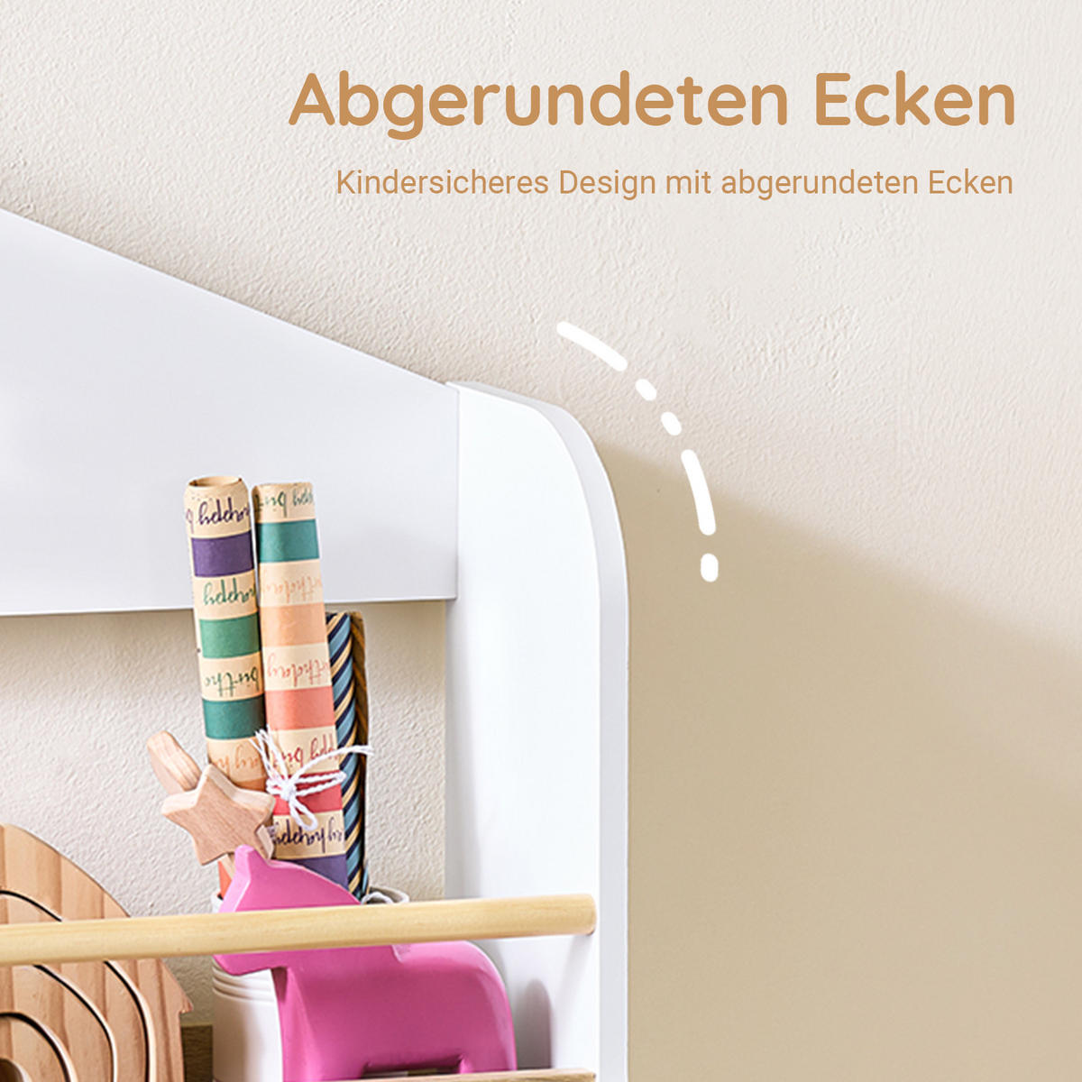 KINDER BÜCHERREGAL mit 4 Ablagen, Weiß - Weiß, Holz/Holzwerkstoff (60/130.5/15cm) - SoBuy