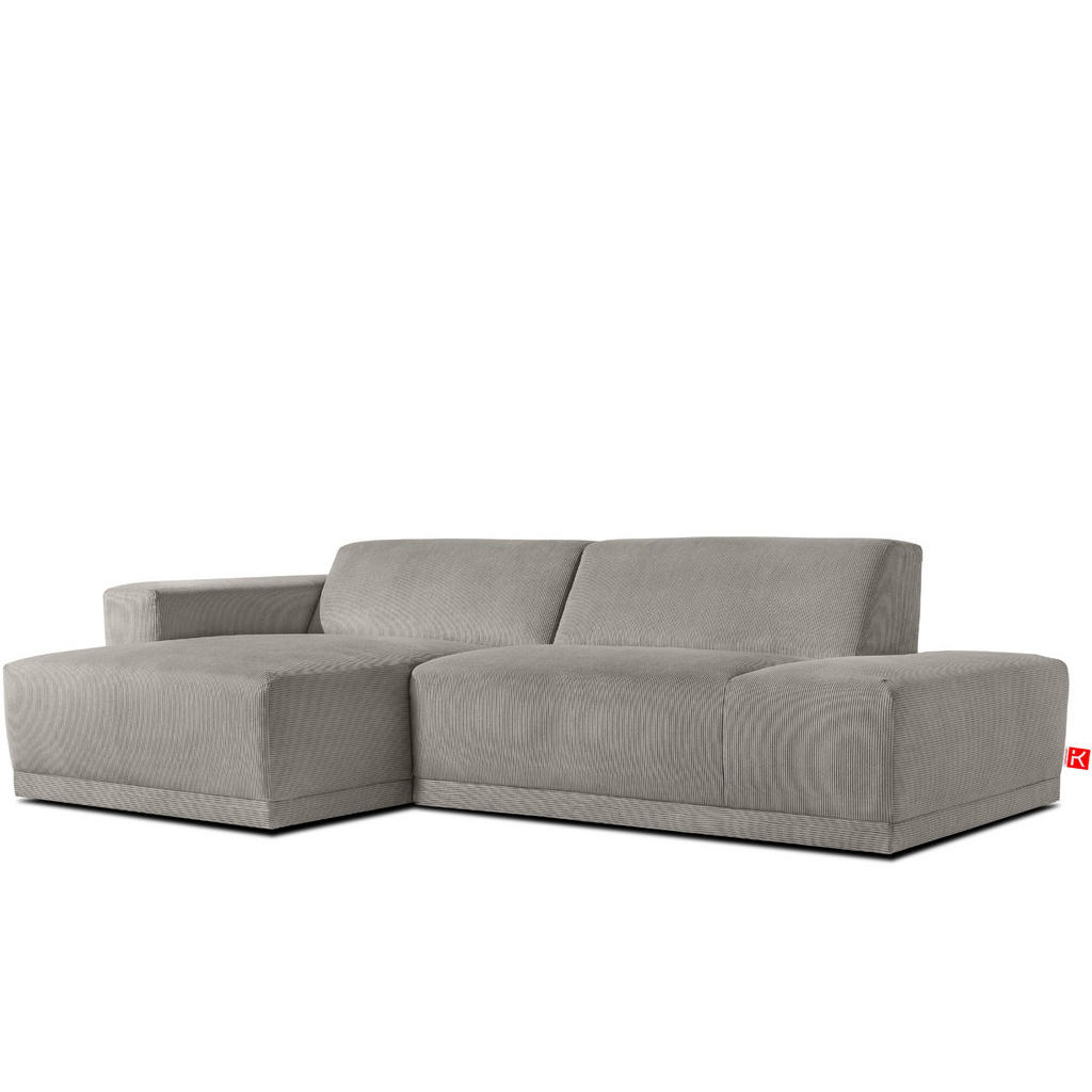 Thumbnail - Konsimo® Ecksofa-Links, Hellgrau, Textil, 5-Sitzer, L-Form,L-Form, 280x160 cm, Hergestellt in Europa, Made in Europe, Wo...