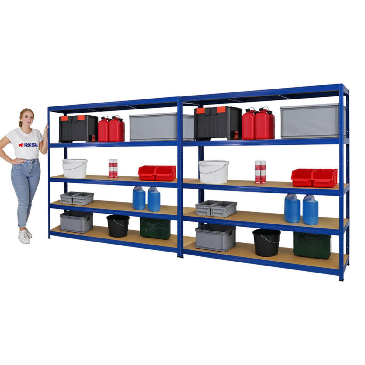 SCHWERLASTREGAL Giant Elephant 2er-Set mit 2x 180x180x45 cm Fachlast 200 kg Blau - Blau, Metall (360/180/45cm) - PROREGAL