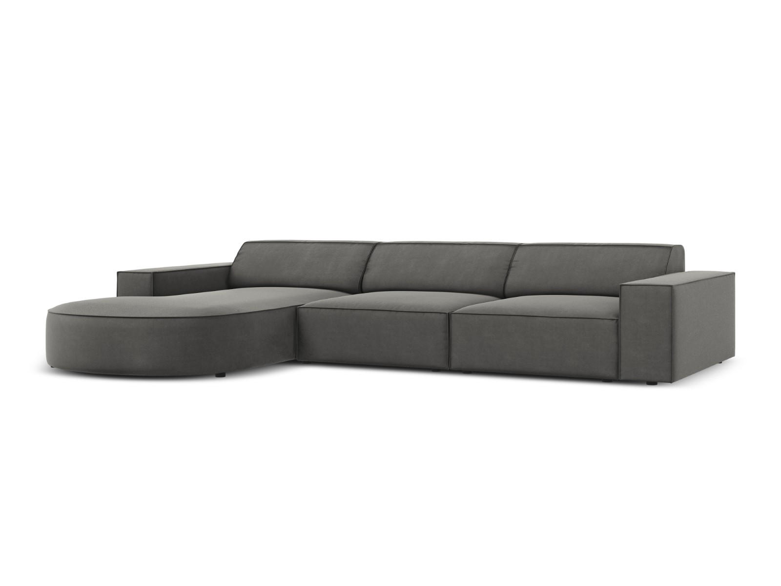 ECKSOFA links Jodie aus Samt hellgrau 4 Sitzplätze - Hellgrau, Textil (166/284cm) - Micadoni