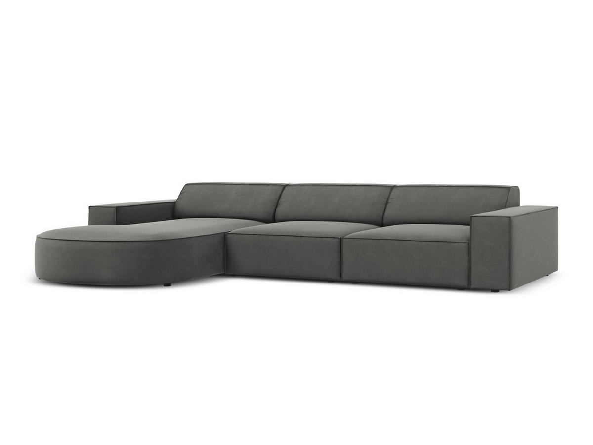 ECKSOFA links Jodie aus Samt hellgrau 4 Sitzplätze - Hellgrau, Textil (166/284cm) - Micadoni