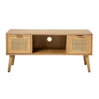 TV-MÖBEL mit 2 Schubladen Vorderseite aus Rattan - L100 cm - Apfelbaumfarben, Holzwerkstoff (42/45/100cm) - Calicosy