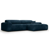 ECKSOFA mit Longchair - Cord - Blaugrau/Schwarz, Kunststoff/Textil (284/178cm) - home24