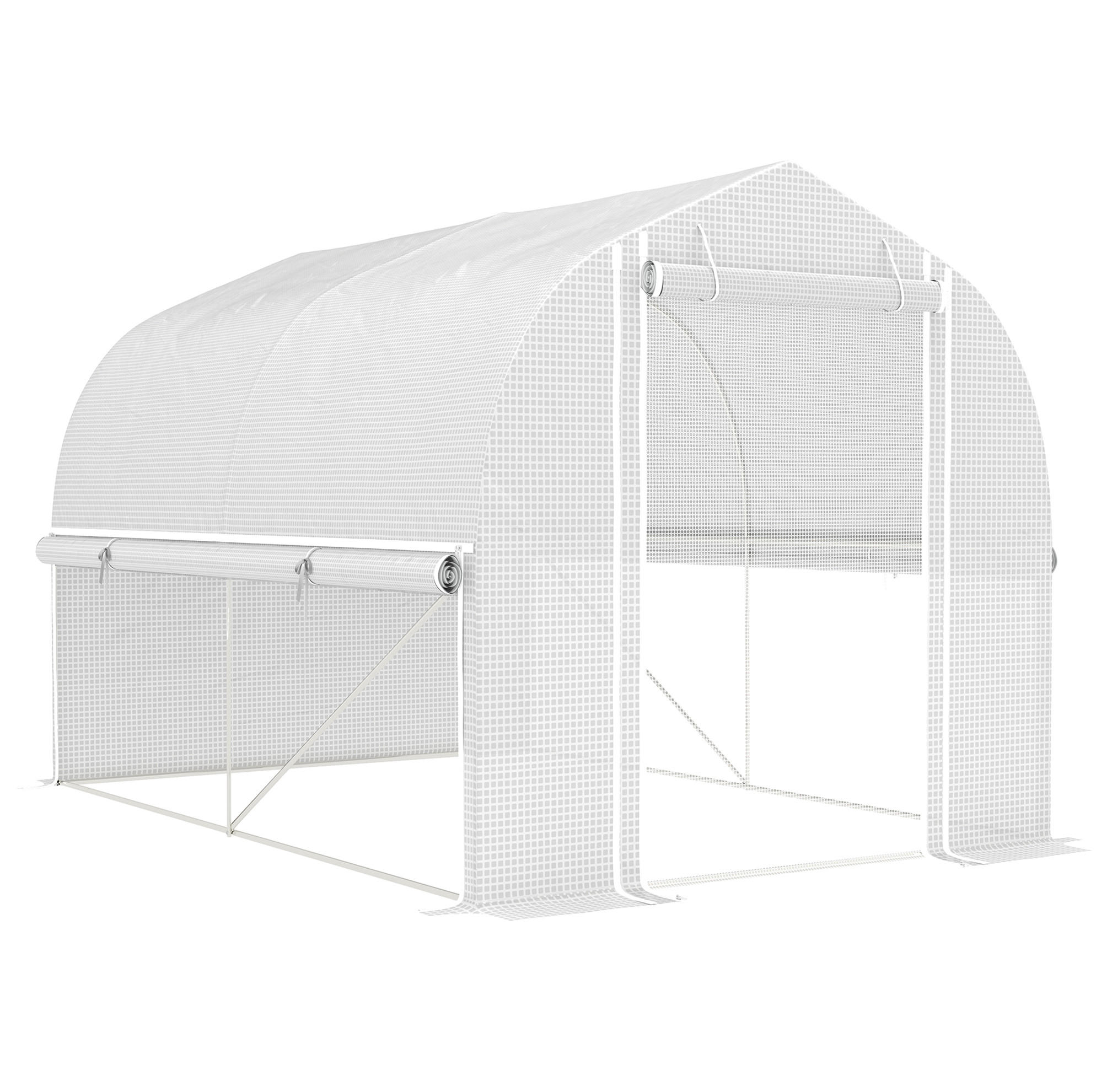 GEWÄCHSHAUS 300/200/200 cm Weiß aus Kunststoff mit Rolltür - Weiß, Kunststoff (200/200/300cm) - OKMYHOME