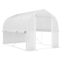 GEWÄCHSHAUS 300/200/200 cm Weiß aus Kunststoff mit Rolltür - Weiß, Kunststoff (200/200/300cm) - OKMYHOME