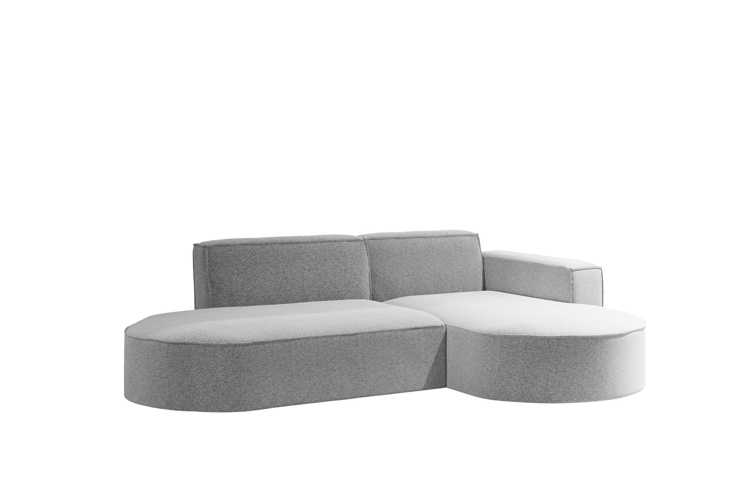 ECKSOFA Modernes L-förmiges Modena Studio Stoff Raven Hellgrau Rechts - Hellgrau, Holz/Textil (236/165cm) - Kaiser Möbel