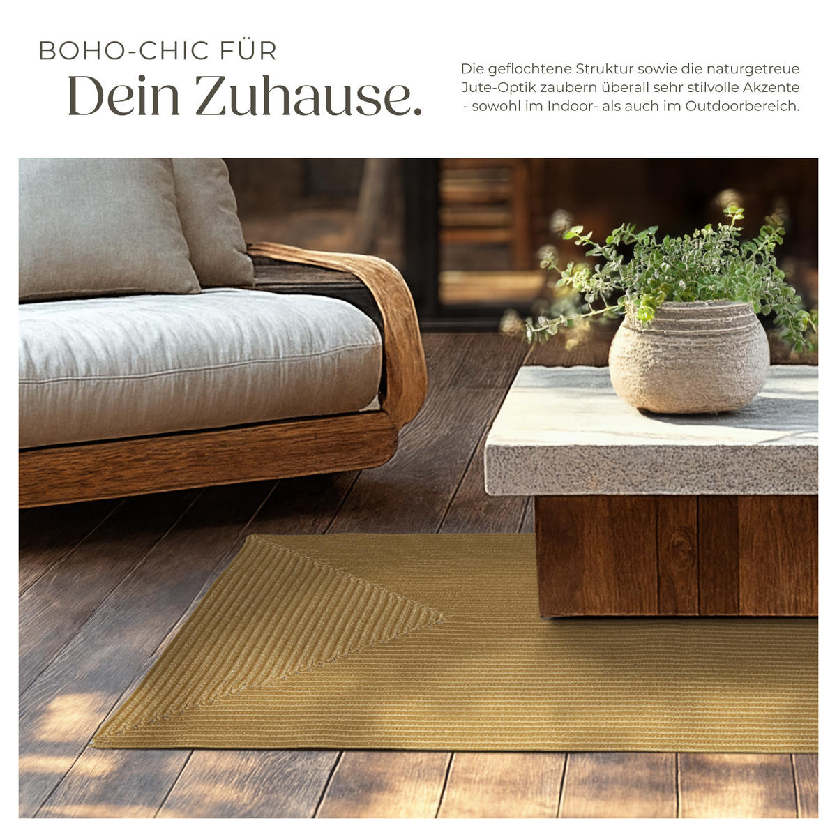 GEFLOCHTENER-TEPPICH Raya,strapazierfähig und pflegeleicht,braun - Braun, Textil (80/150cm) - tectake