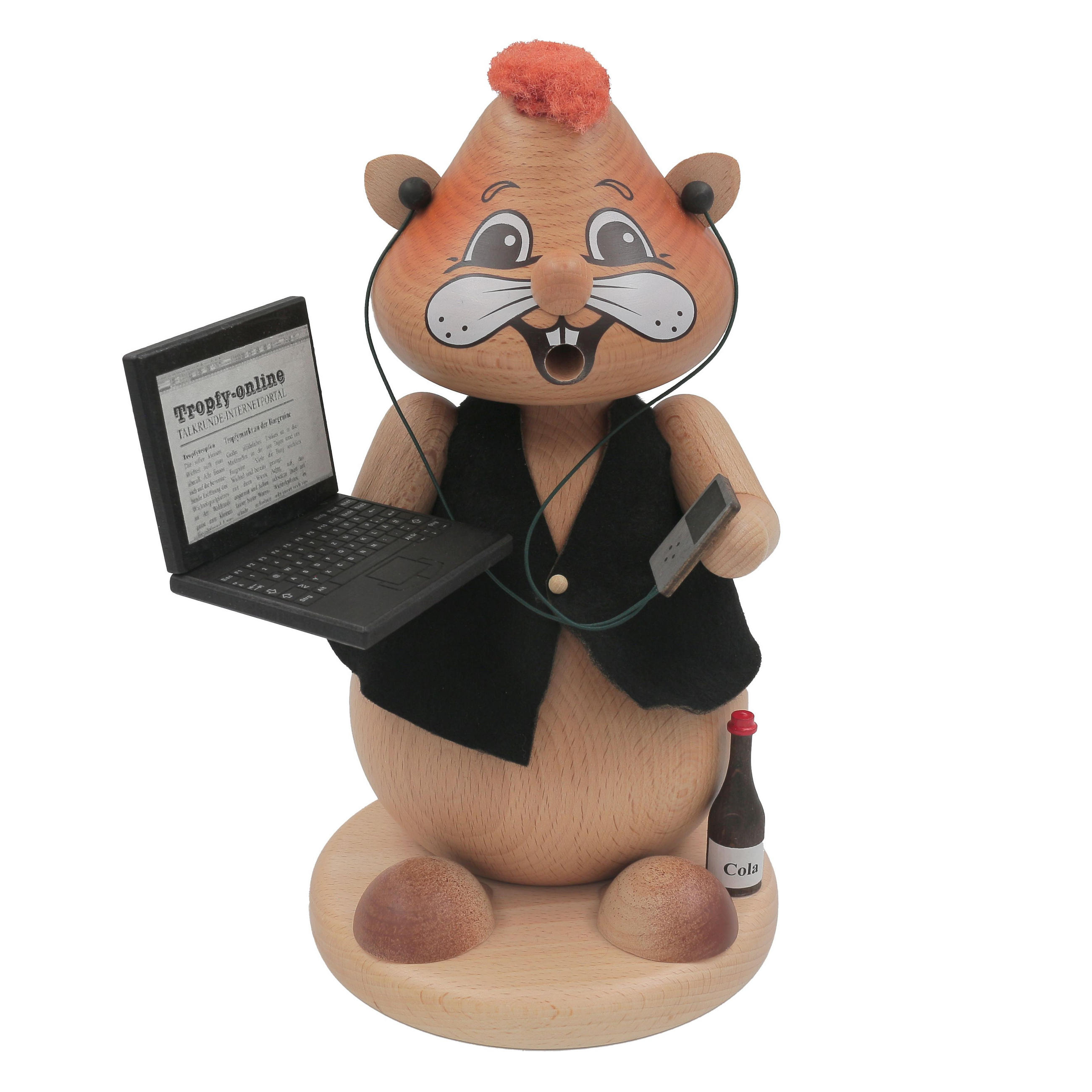RAUCHFIGUR Hamster Computerfreak 24 cm - Multicolor, Holz (15/1/0.1cm)