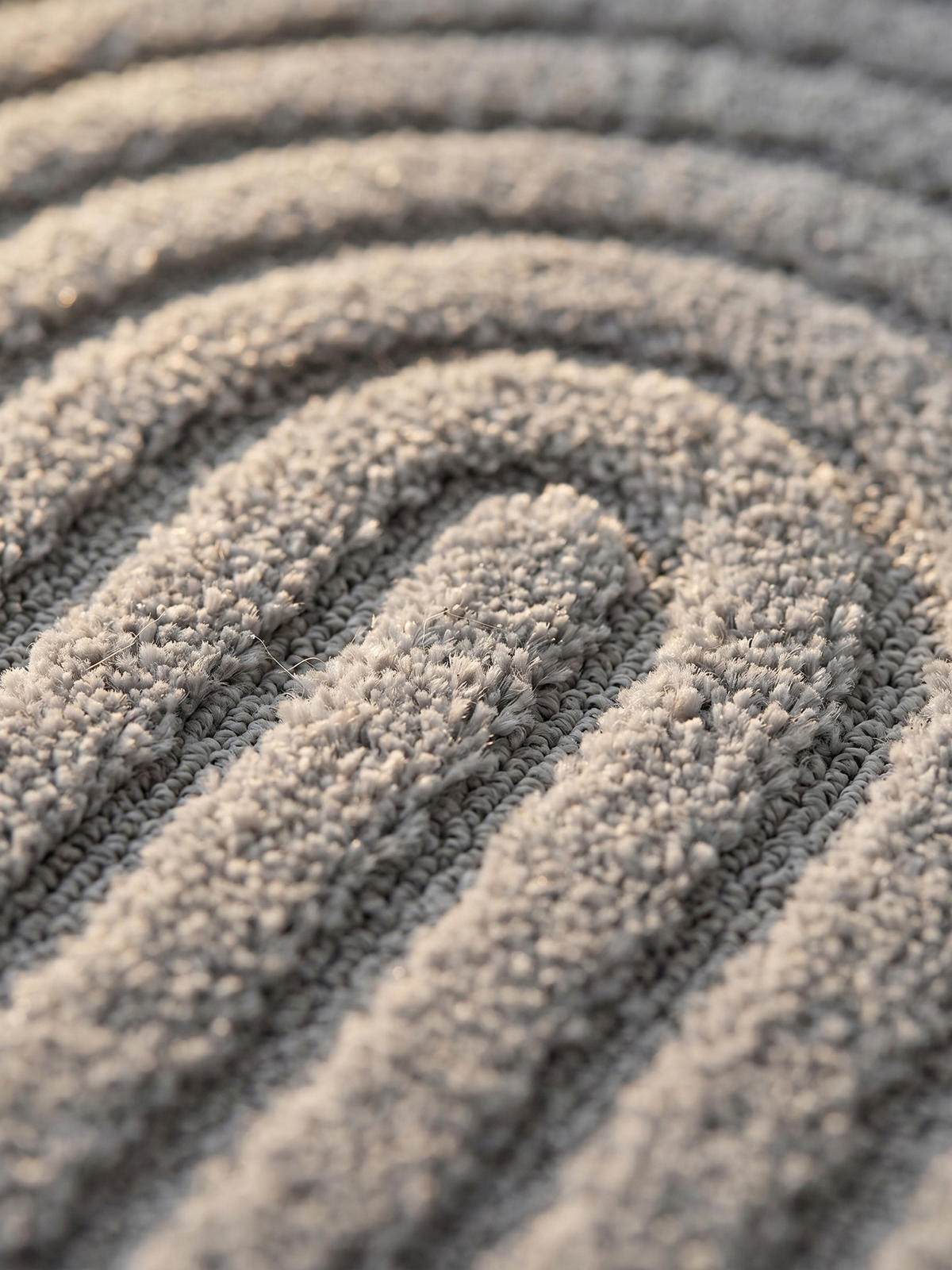 TEPPICH Wohnzimmer Hoch-Tief 3D-Effekt Organische Bögen mit 3D-Effekt OEKO-TEX 3D-Relief Boho Rund Silber 200x200 – RIGI - Silberfarben, Textil (200/200cm) - KADIMA DESIGN