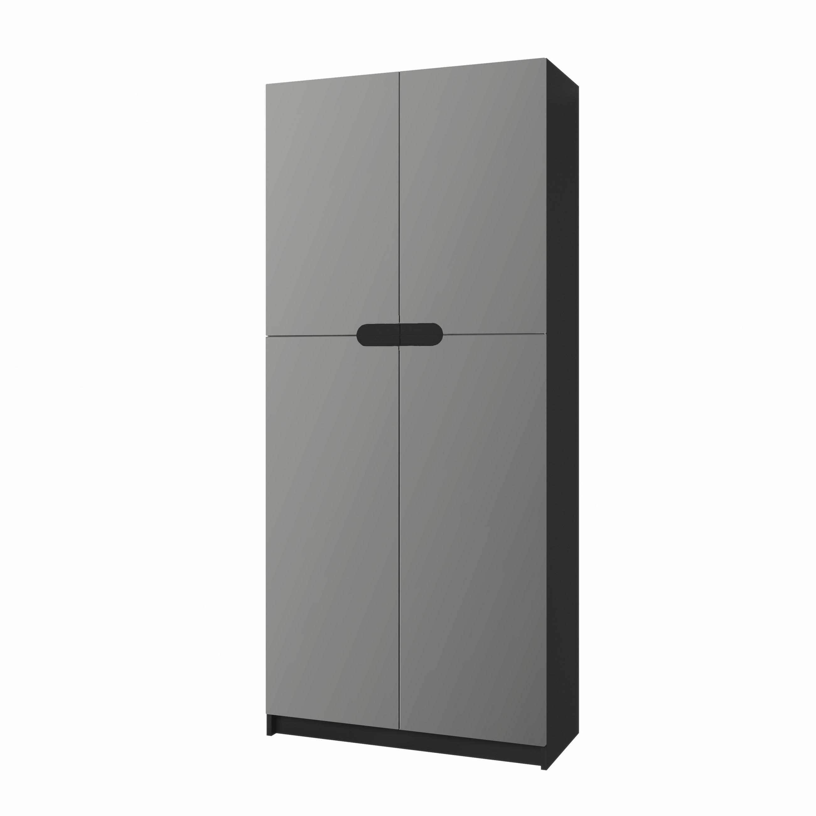 BÜROSCHRANK Logan Fronten in Graphit Seidenmatt - Graphitfarben, Holzwerkstoff (82/184/37cm) - Vladon