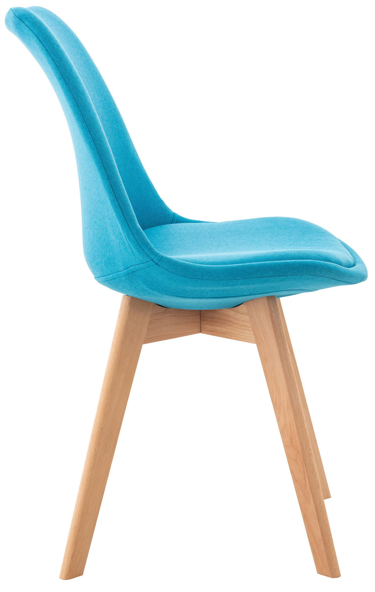 STUHL 4er Set Stoff türkis - Türkis/Eukalyptusholzfarben, Holz/Textil (49/83/50cm) - CLP
