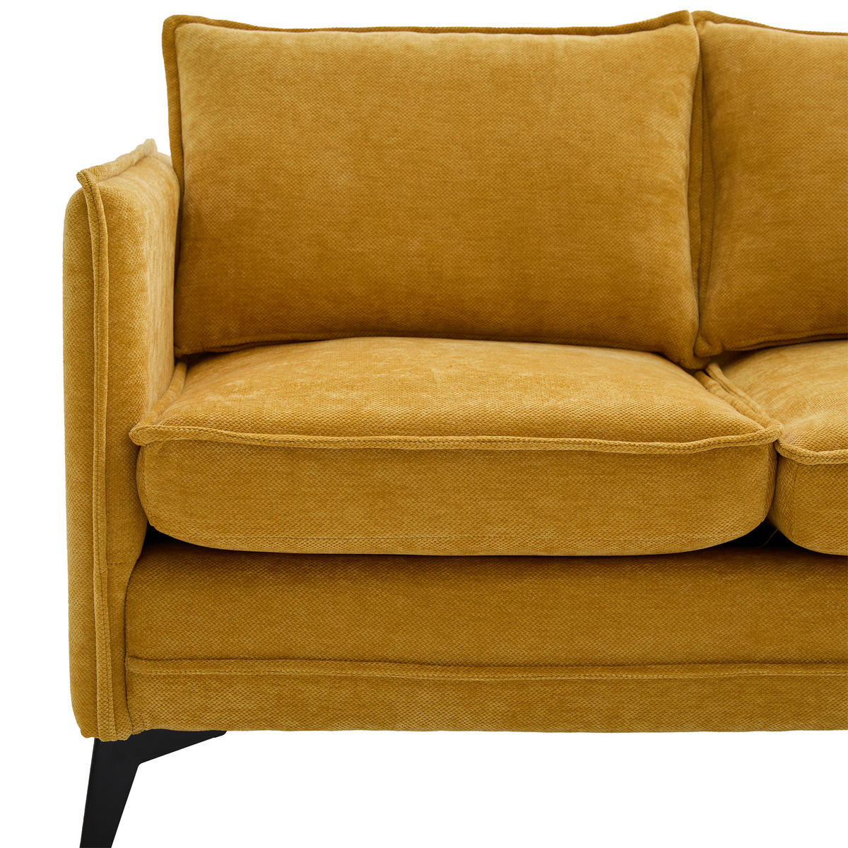 SOFA 2-Sitzer mit Handyhalterung und Ablagefächern Chenille Gelb 127/69/66 cm - Gelb, Textil (127/66/69cm) - OKWISH