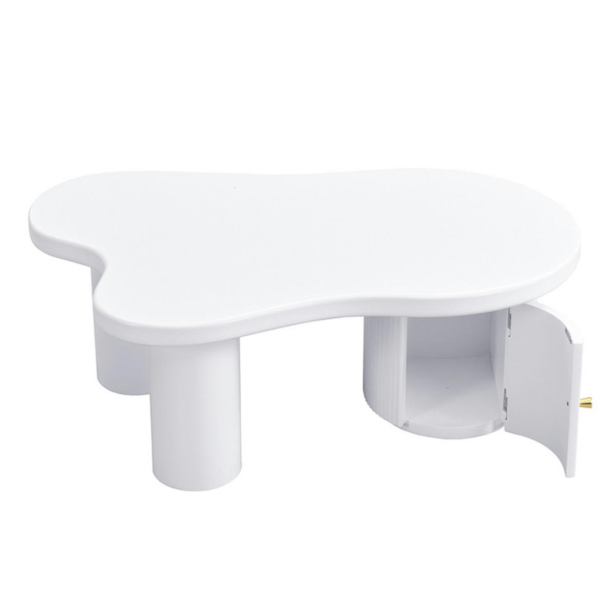 COUCHTISCH Asymmetrischer mit Stauraum für Wohnzimmer und Büro - Weiß, Holz (57.15/43.18/37cm) - FLIEKS