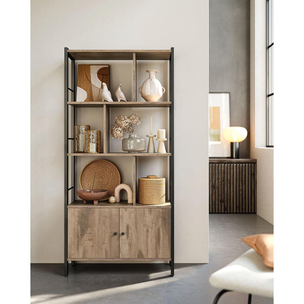 BÜCHERREGAL RABAT - Braun, Holzwerkstoff (74/154.5/30cm) - Hansiro
