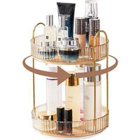 KOSMETIK-ORGANIZER, drehbar, 2-stöckig,Gold,23/23/32cm - Goldfarben, Kunststoff (23.5/10.5/23.5cm)