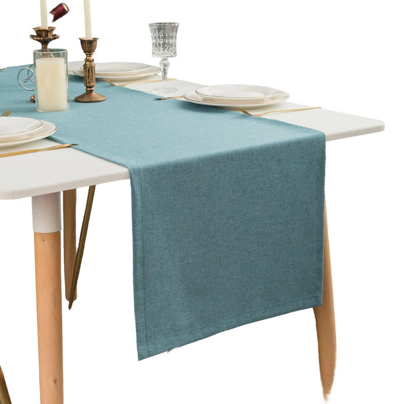 TISCHLÄUFER Blaugrün 30x120cm Leinenoptik, wasserabweisend & waschbar, moderne Tischdekoration - Blau, Textil (30/120cm) - SHOPENTRA