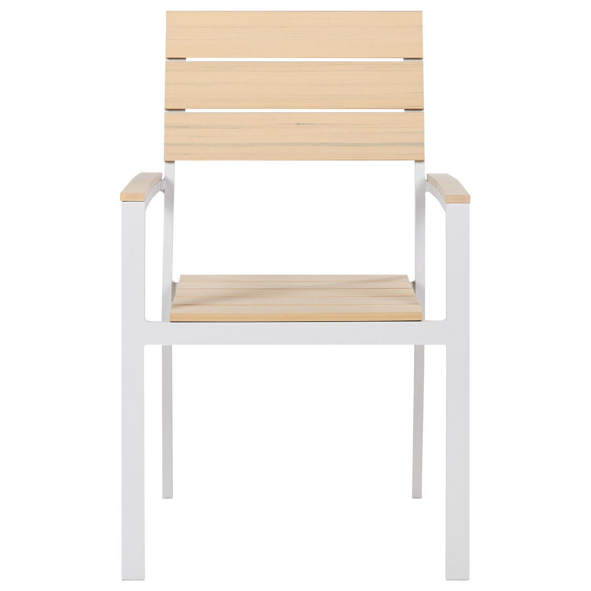 GARTENSTUHL 6er-Set Kunstholz beige/weiß Como - Beige/Weiß, Kunststoff (55/90/55cm) - Beliani