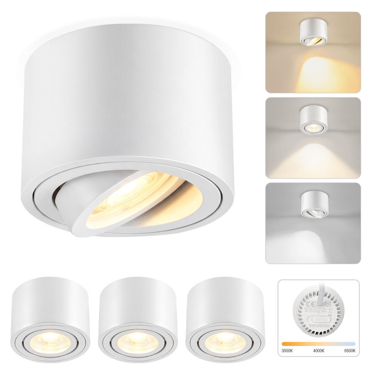 LED DECKENLEUCHTE Slenly 8.2/8.2/5.7 cm - Weiß, Metall (8.2/8.2/5.7cm) - ZMH