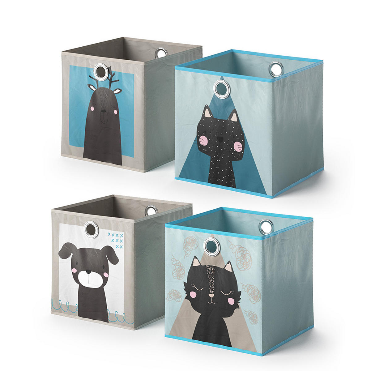 FALTBOX 30 x 30 Grau/Blau 30 x 30 cm 2er Set - Dunkelblau/Grau, Wellpappe (30/30cm) - Vicco