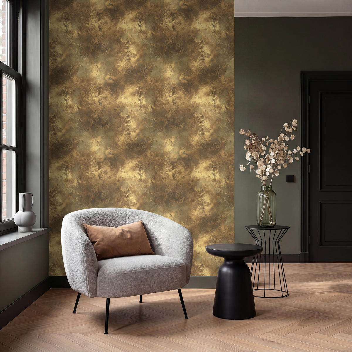TAPETE - Antik - Metallic-Look - Gold - 160x260 cm - Messingfarben, Papier (160/260cm) - OnlyWow
