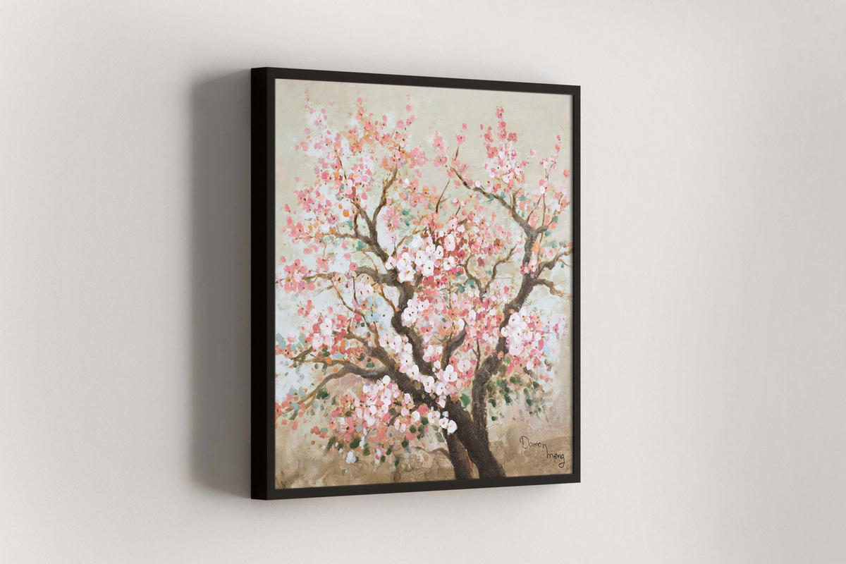 ACRYLBILD HANDGEMALT 80/80 cm - Pink/Braun, Holz/Textil (1.46/80cm) - KUNSTLOFT