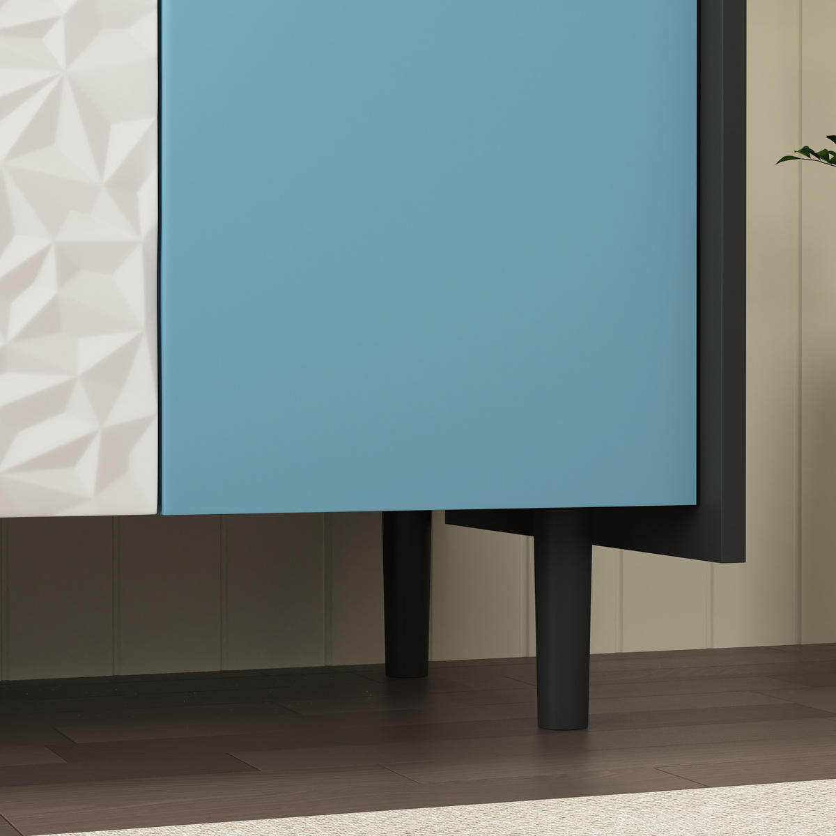 SIDEBOARD 120/40/80 cm, Schwarz/Blau, mit 2 Schubladen, offenem Fach und Schrank, Schwarz/Blau - Blau, Holzwerkstoff (120/80/40cm) - Redom