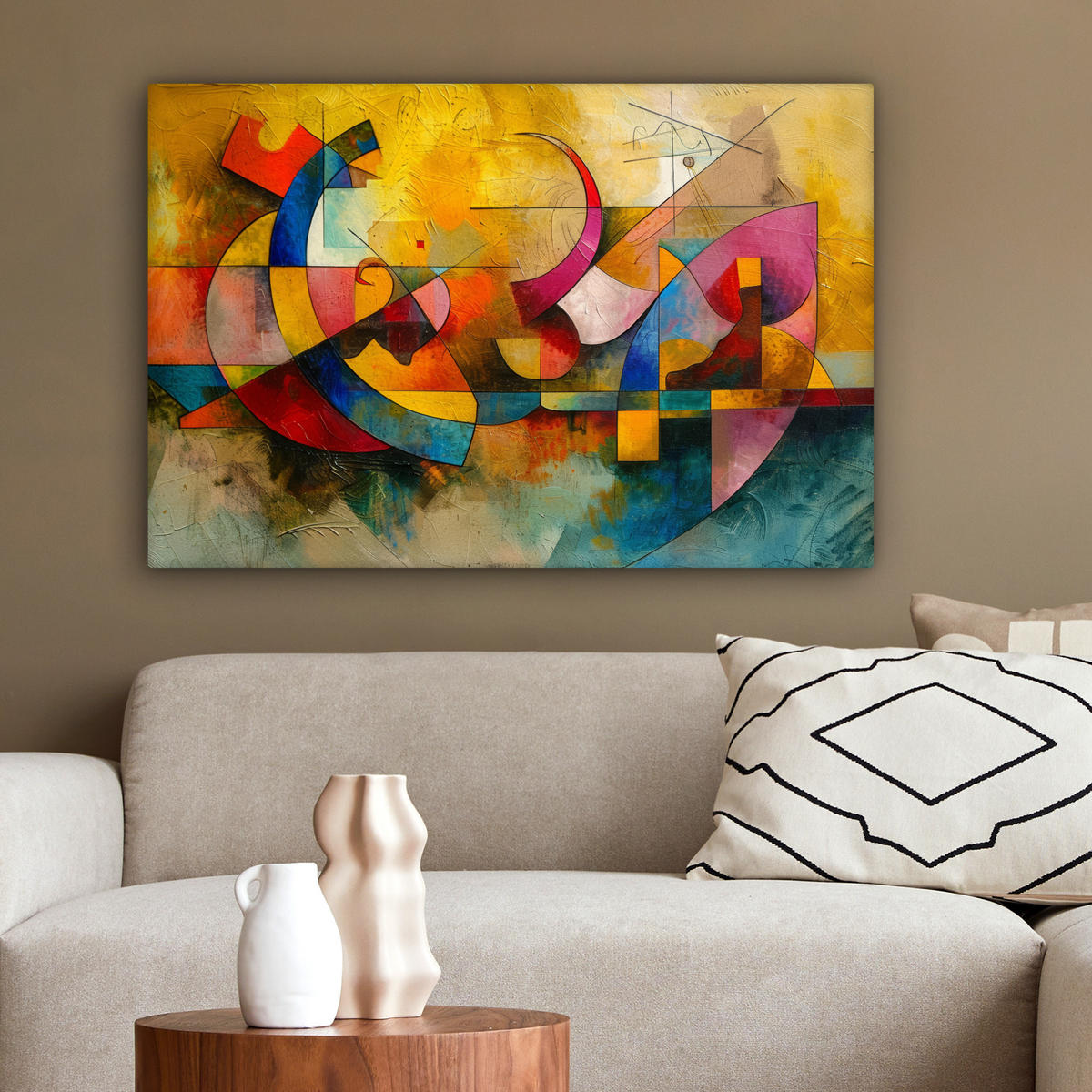 LEINWANDBILD Kunst - Abstrakt - Modern Gemälde 60x40 cm - Gelb, Textil (60/40cm) - MuchoWow