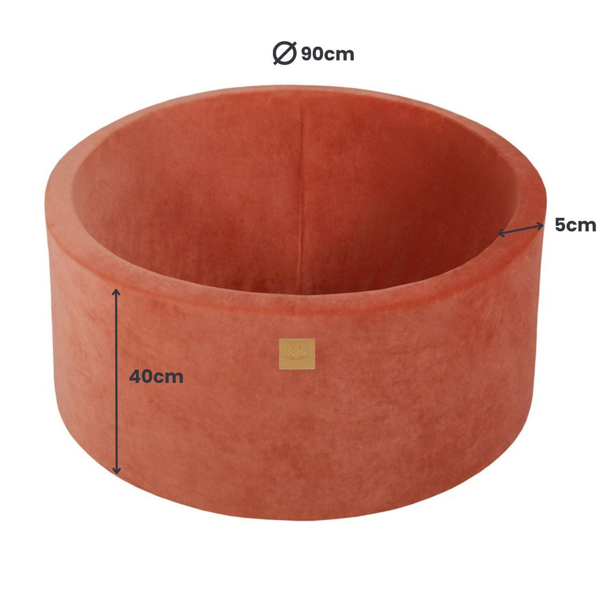 BÄLLEBAD für Kinder, Samt, Marsala Rot - Dunkelorange, Textil (90/90/40cm) - MeowBaby