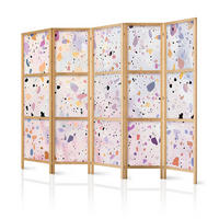 PARAVENT Japanischer 5-tlg 225x172 cm Farbiger Terrazzo - Multicolor, Holz/Textil (225/172/3cm) - Muralo
