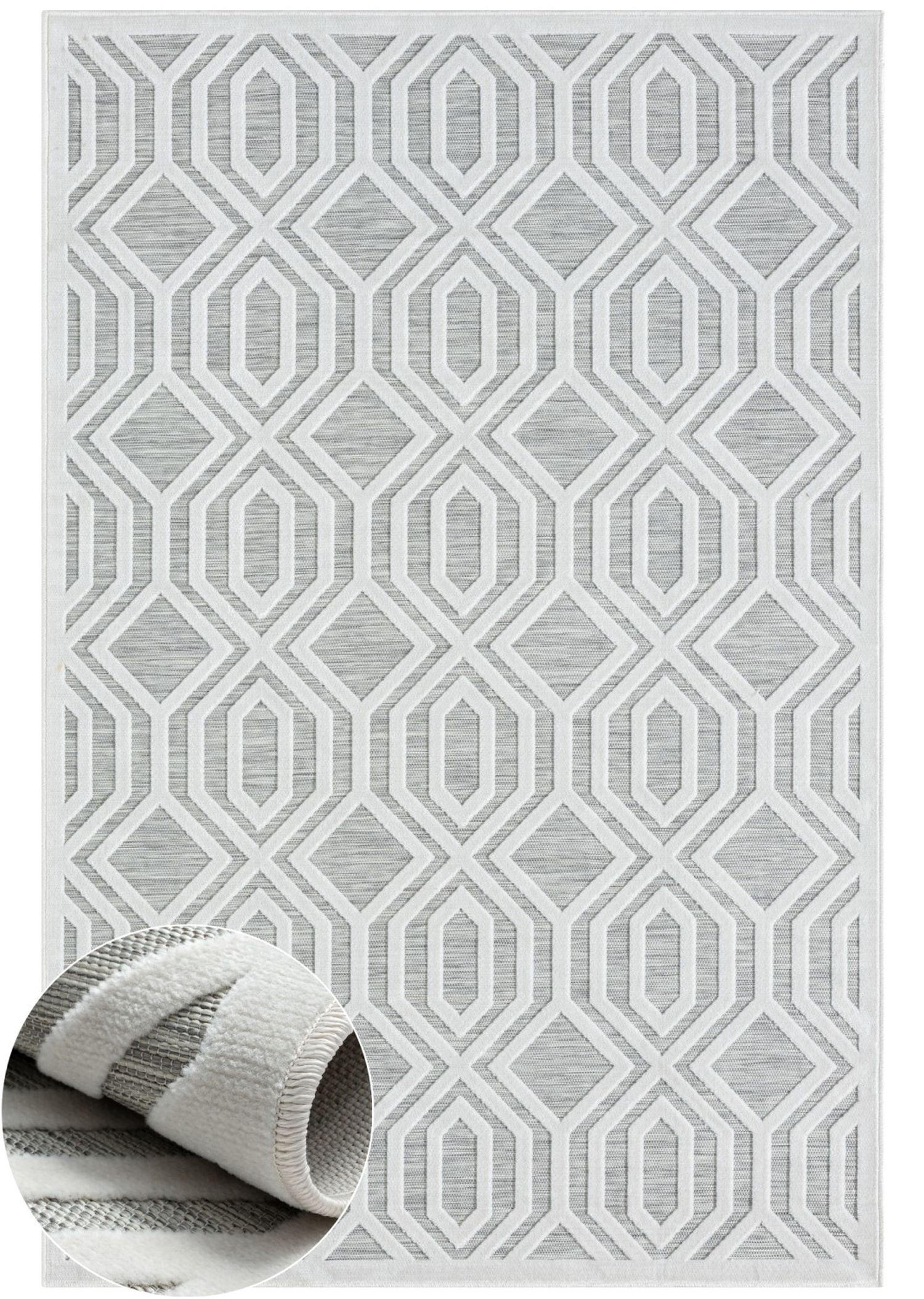 OUTDOORTEPPICH Fantasia Hellgrau,Silberfarben,Creme 160/230 cm - Hellgrau, Textil (160/230cm) - My-Rug