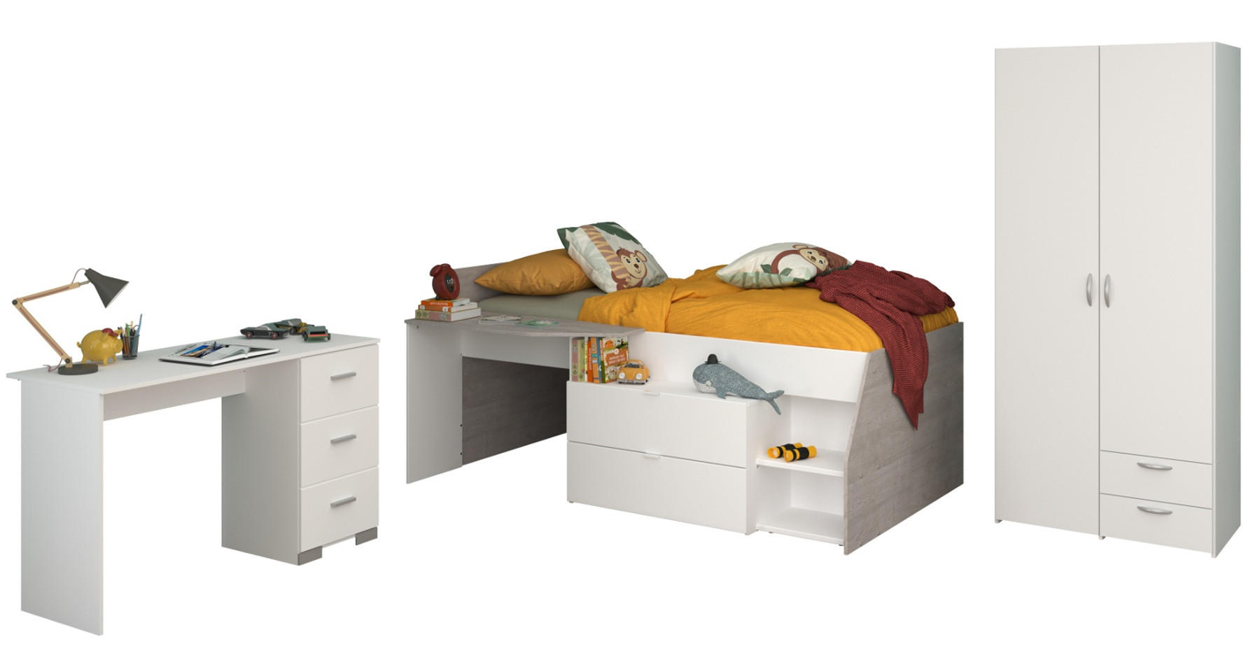Parisot Meuble Kinderzimmer Weiß 135x185x203 cm