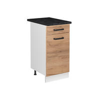 SPÜLENUNTERSCHRANK R-Line, Goldkraft Eiche/Weiß, 40 cm Arbeitsplatte Anthrazit - Eichefarben/Weiß, Holzwerkstoff (40/81.6/60cm) - Vicco