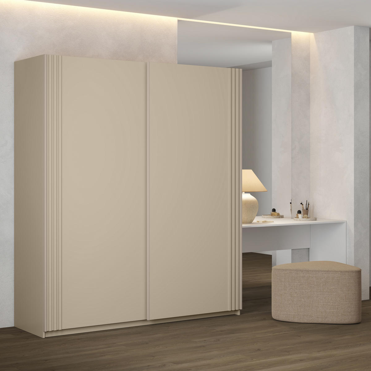 SCHWEBETÜRENSCHRANK VANTE 180/210/62 cm 2-türig Beige - Beige, Holzwerkstoff (180/210/62cm) - MASSENO
