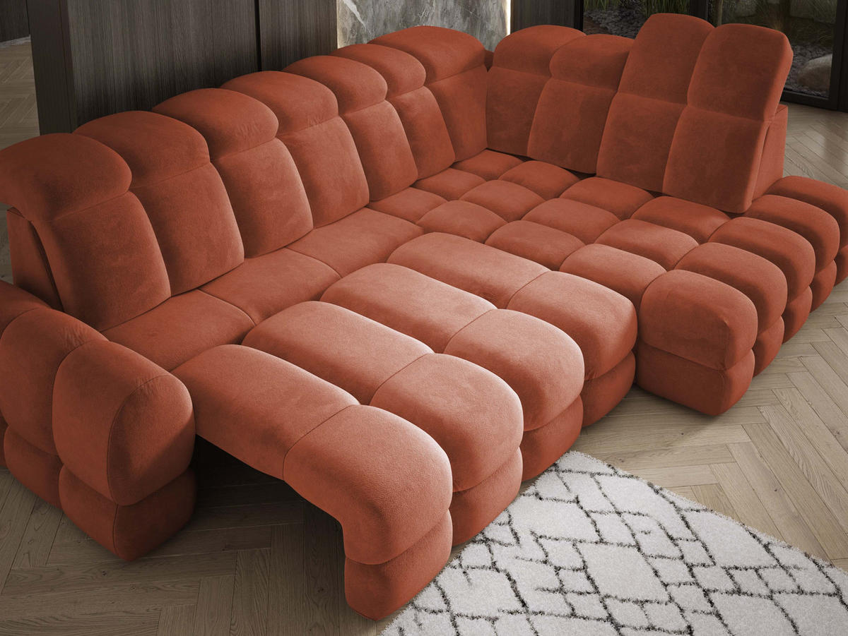 ECKSOFA TOLLO Salvador-stoff L-form 302x217x105 cm rustikal - Wildeiche, Holz/Textil (217/302cm) - DomoHome