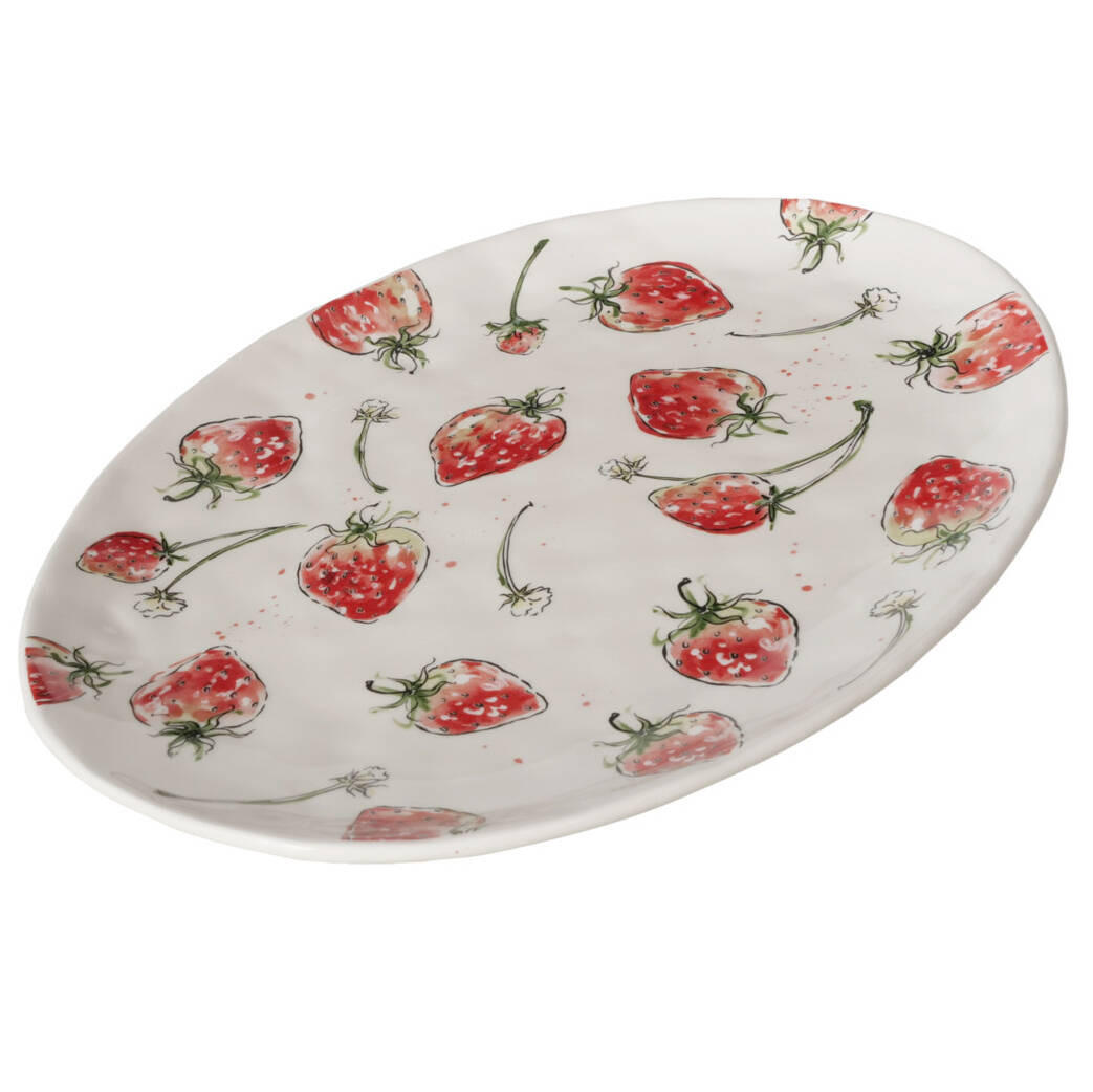 KERAMIKSCHALE Strawberry 39/31 cm - Rot, Keramik (31/3/39cm) - Boltze Home