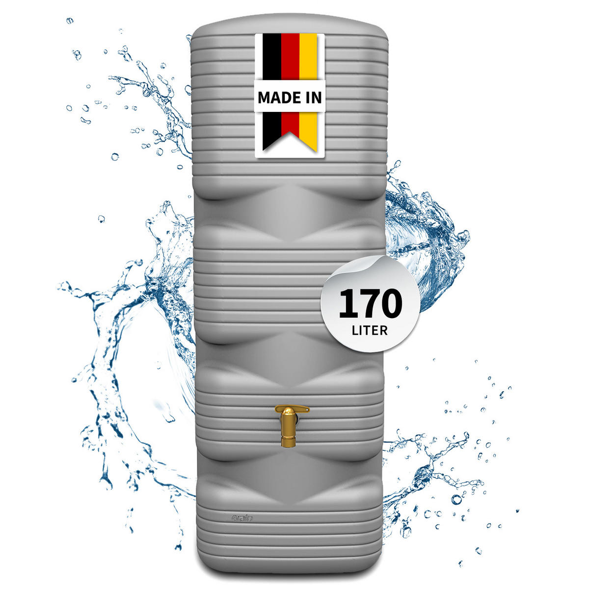 WANDTANK 170 L, betongrau - Grau, Kunststoff (40/118/42cm) - 4rain
