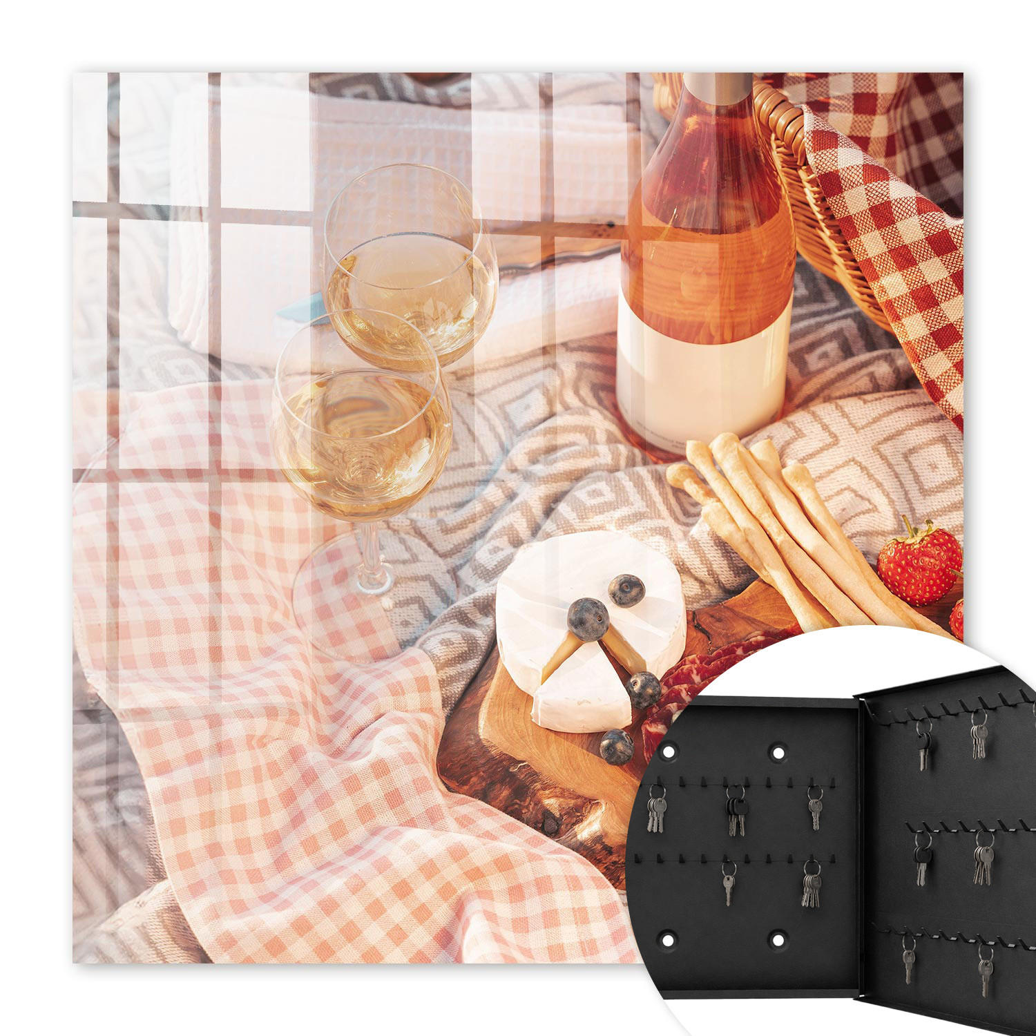 SCHLÜSSELBOX Schwarz 30x30 cm- Türöffnung nach rechts - Picknickdecke - Beige, Metall (30/30/5cm) - TULUP