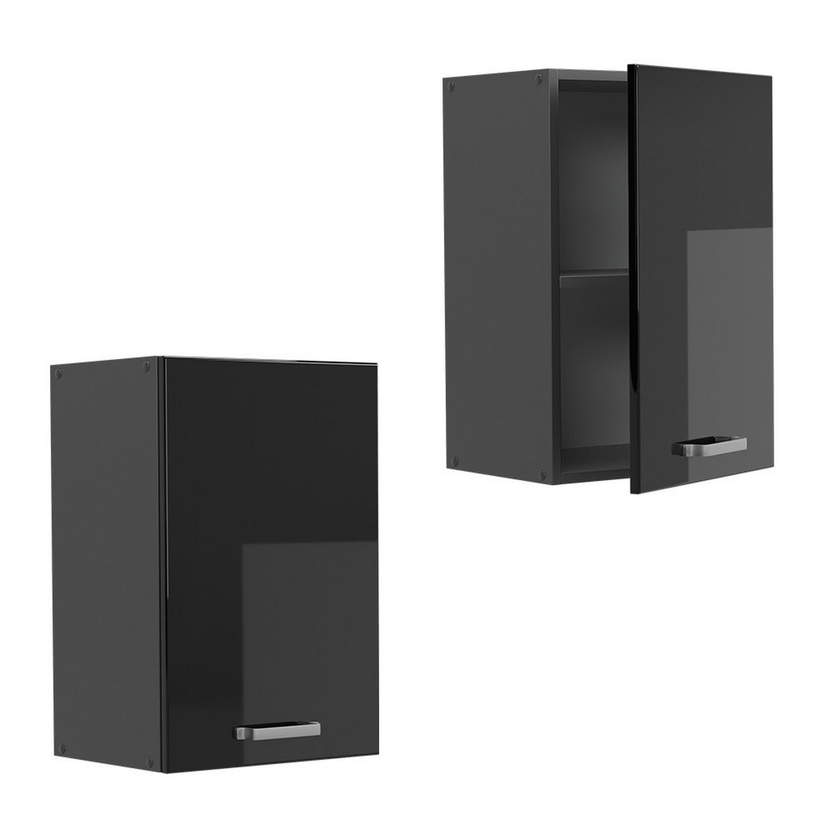 HÄNGESCHRANK R-Line Schwarz Hochglanz 40 cm - Schwarz Hochglanz/Anthrazit, Holzwerkstoff (40/60/31cm) - Vicco