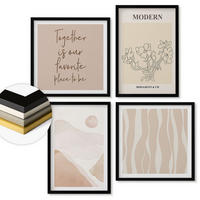 WANDBILDER 4er-Set - 50x50 cm & 40x60 cm Schwarzer Rahmen - Abstrakte Formen und Farben - Schwarz, Kunststoff (50/50cm) - ArtPrintCave